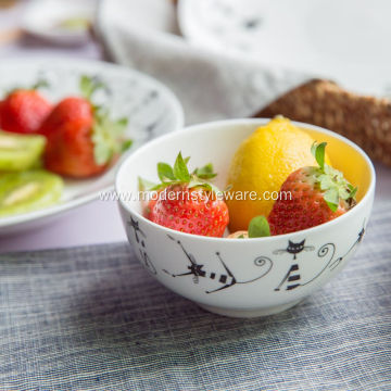 Cat Bowl Tableware Clear Ceramic Dinner Set